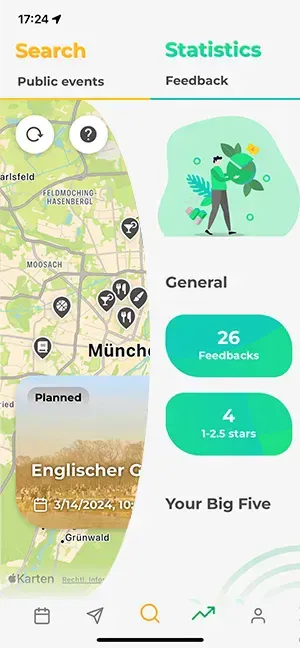 mymatey App Screenshot - Meetup Search and User Statistic