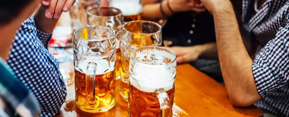 Sampling craft beers at a brewery beer garden, a popular Munich event